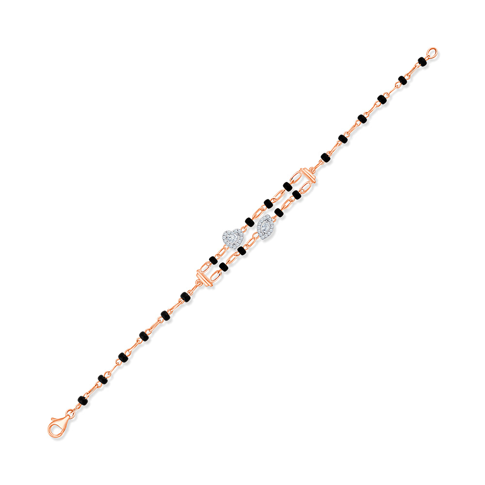 Heart & Marquise Cut Double Strand Mangalsutra Bracelet