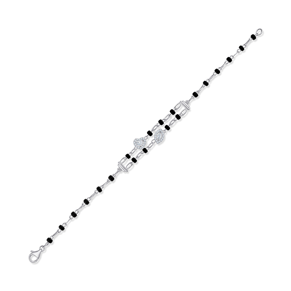 Heart & Marquise Cut Double Strand Mangalsutra Bracelet