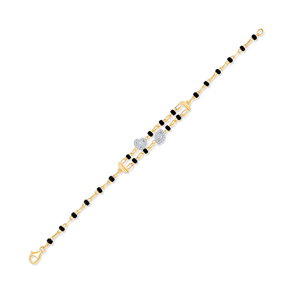 Heart & Marquise Cut Double Strand Mangalsutra Bracelet