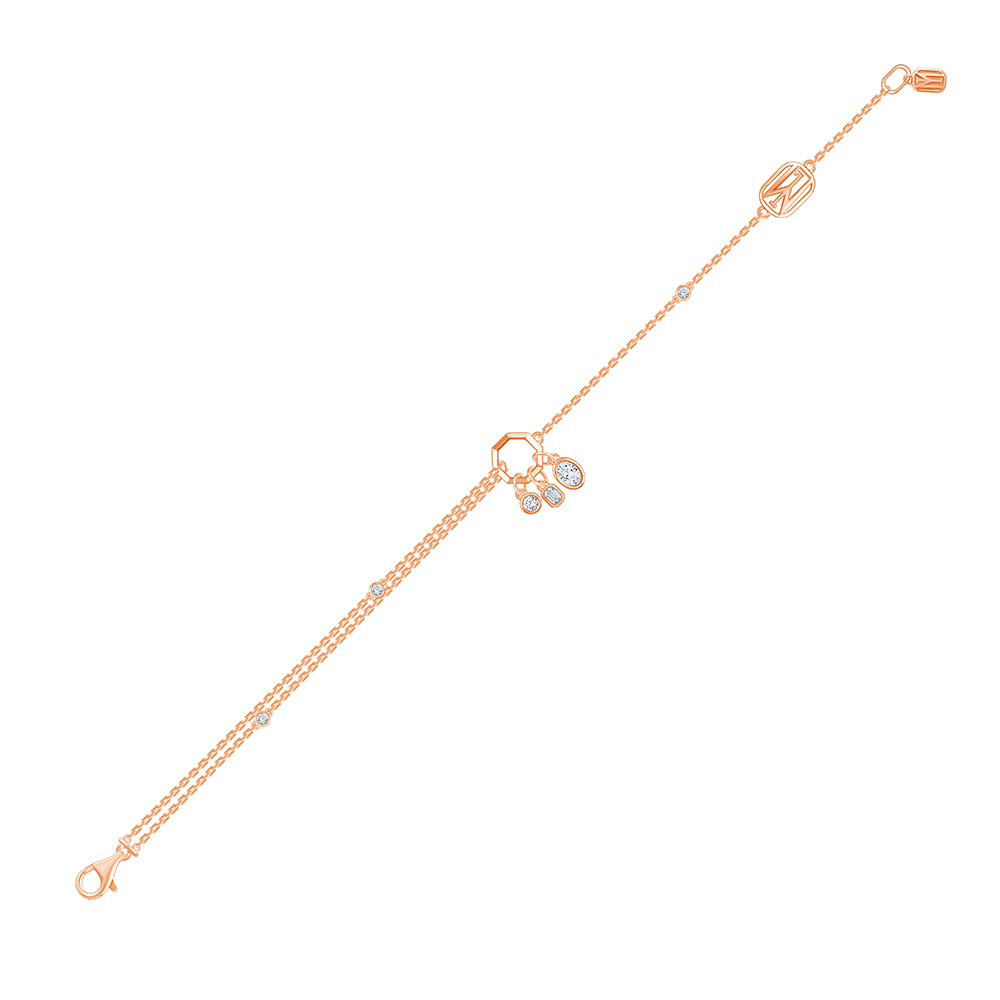 Mixed Cut Diamond Drop Charm Bracelet