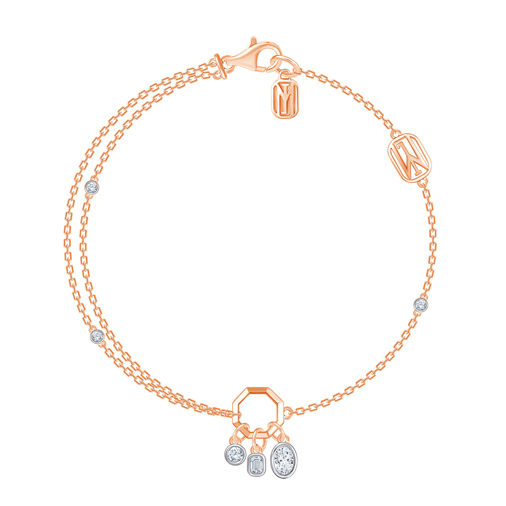 Mixed Cut Diamond Drop Charm Bracelet