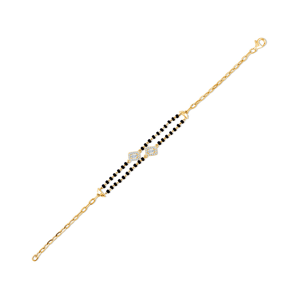 Baguette Cut Double Strand Mangalsutra Bracelet
