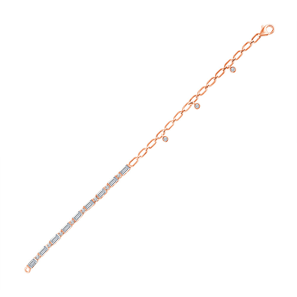 Baguette Brilliant Cut Alternating Bar Chain Bracelet