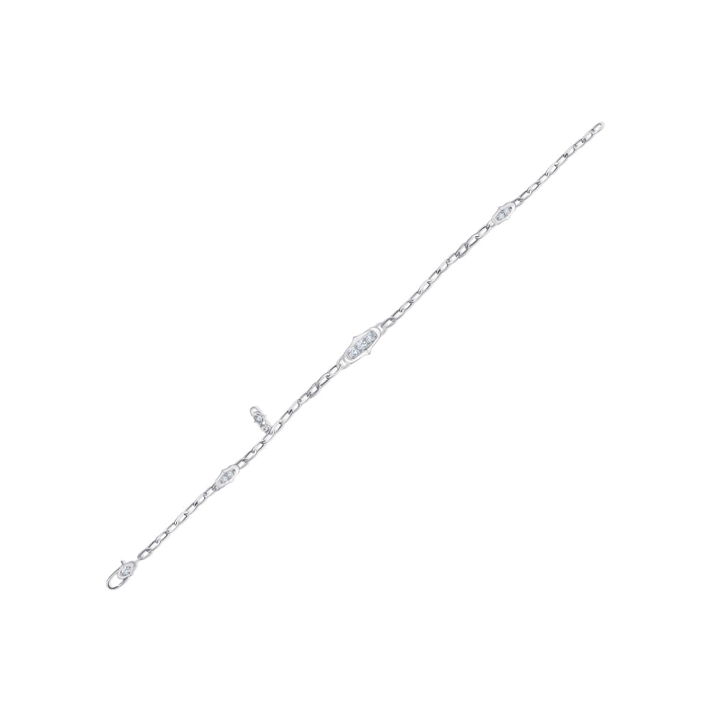 Brilliant Cut Bar Link Paperclip Chain Bracelet