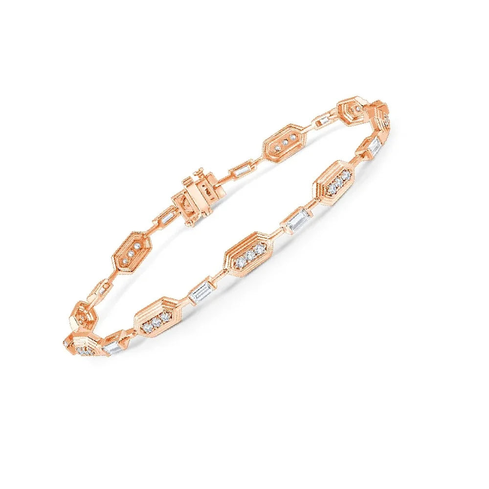 Baguette Brilliant Cut Station Bracelet