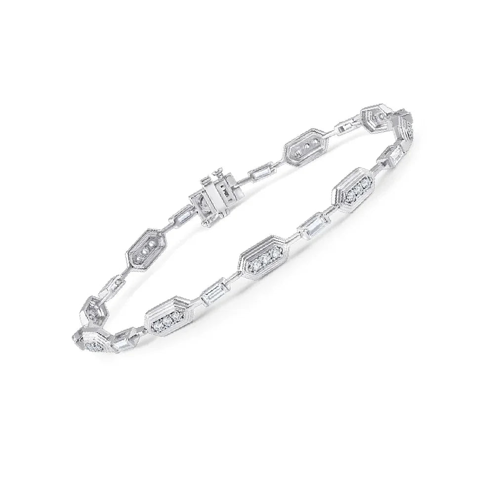 Baguette Brilliant Cut Station Bracelet