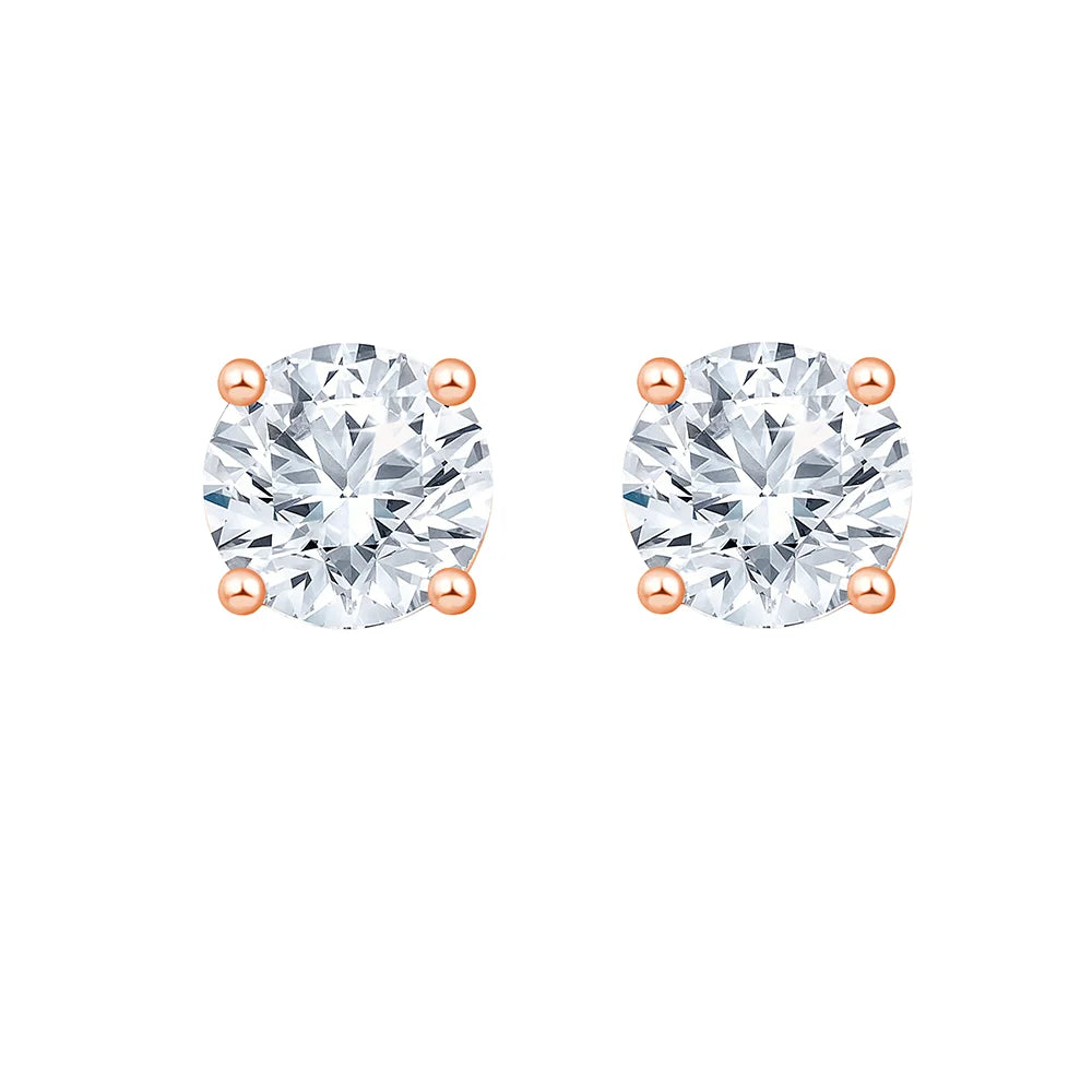 1 Carat Brilliant Cut Solitaire Stud Earrings