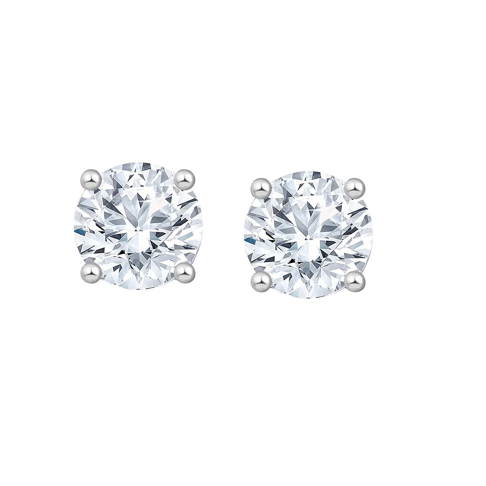 1 Carat Brilliant Cut Solitaire Stud Earrings