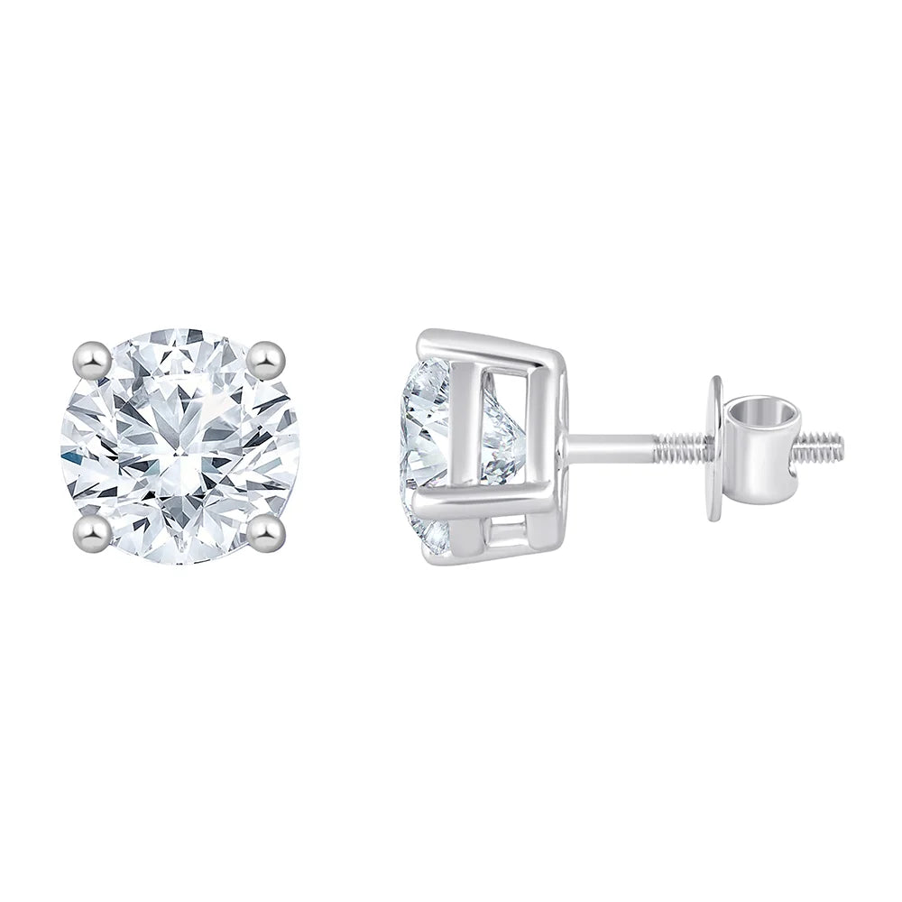 1 Carat Brilliant Cut Solitaire Stud Earrings