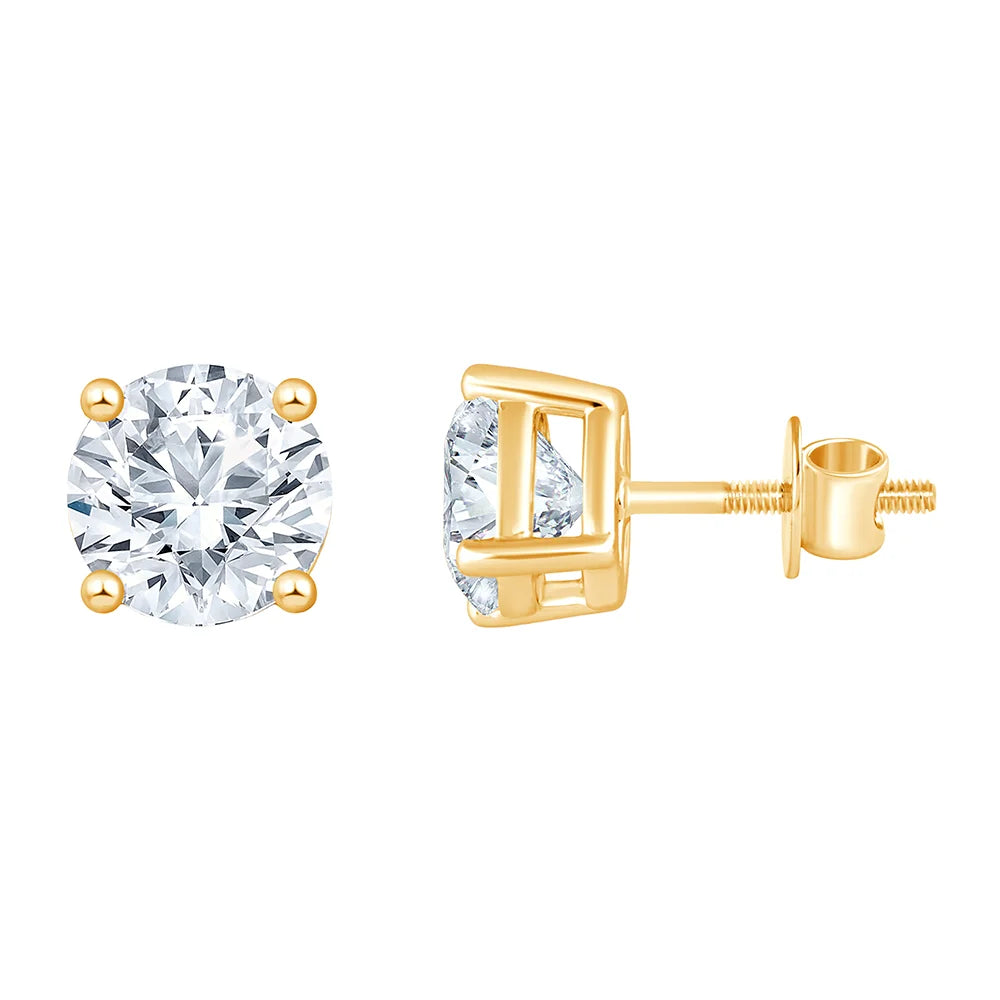 1 Carat Brilliant Cut Solitaire Stud Earrings
