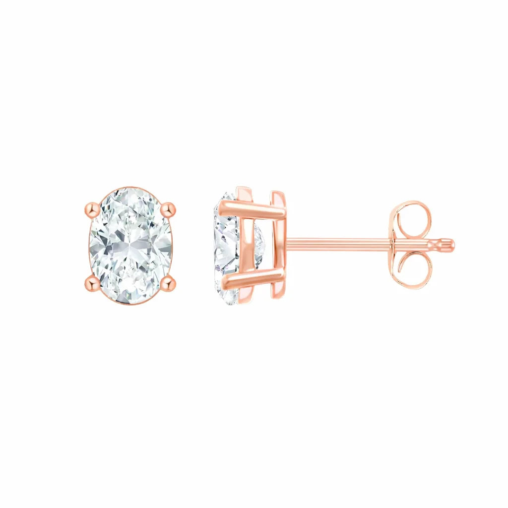 1 Carat Oval Cut Solitaire Stud Earrings