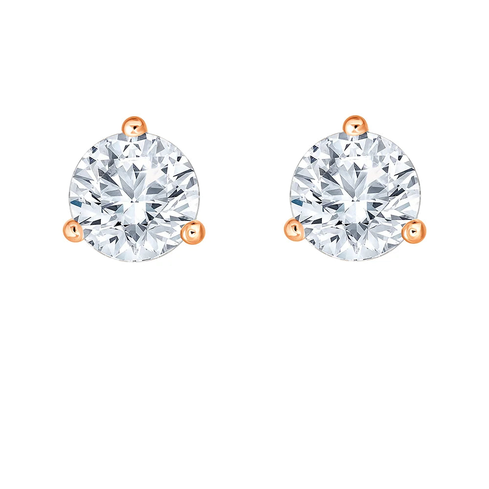 4 Carat Brilliant Cut Three Prong Solitaire Studs Earrings