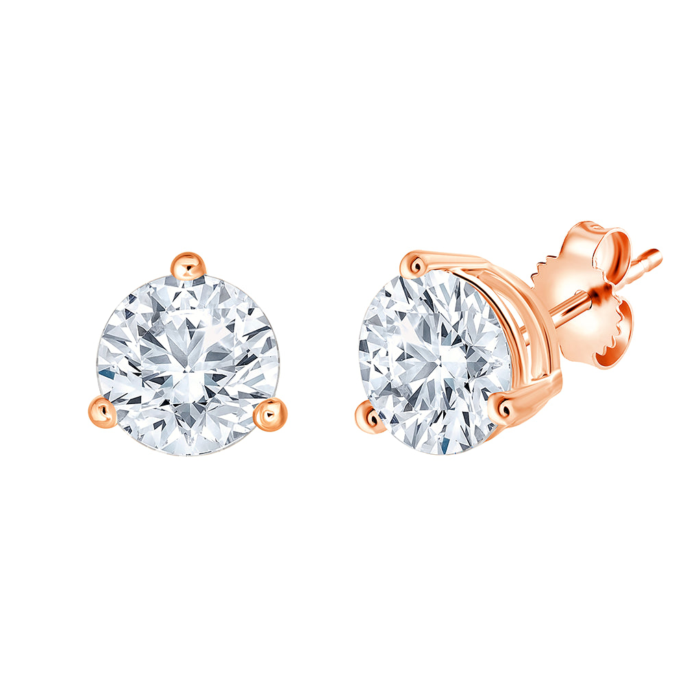 4 Carat Brilliant Cut Three Prong Solitaire Studs Earrings