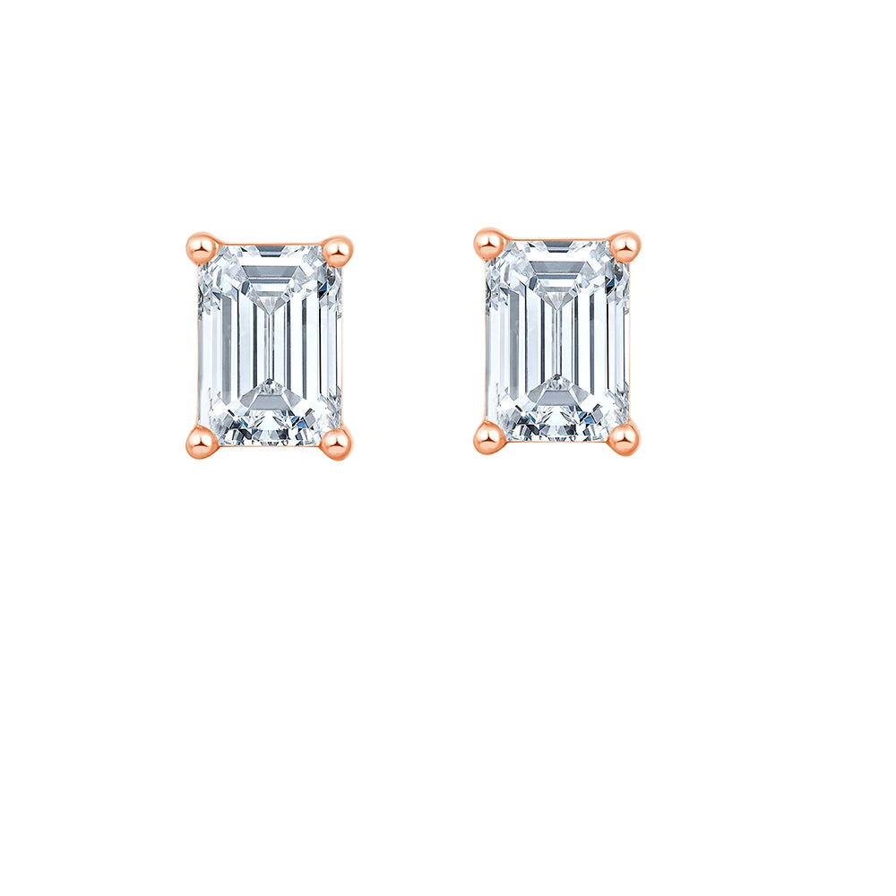 16 Carat Emerald Cut Solitaire Studs
