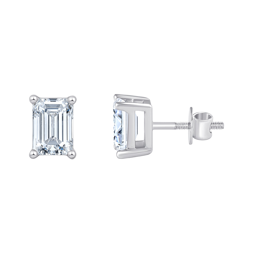 16 Carat Emerald Cut Solitaire Studs