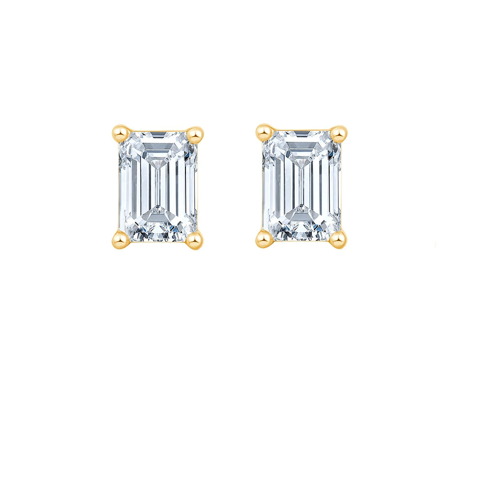 16 Carat Emerald Cut Solitaire Studs