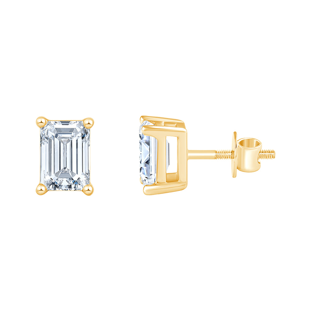 16 Carat Emerald Cut Solitaire Studs