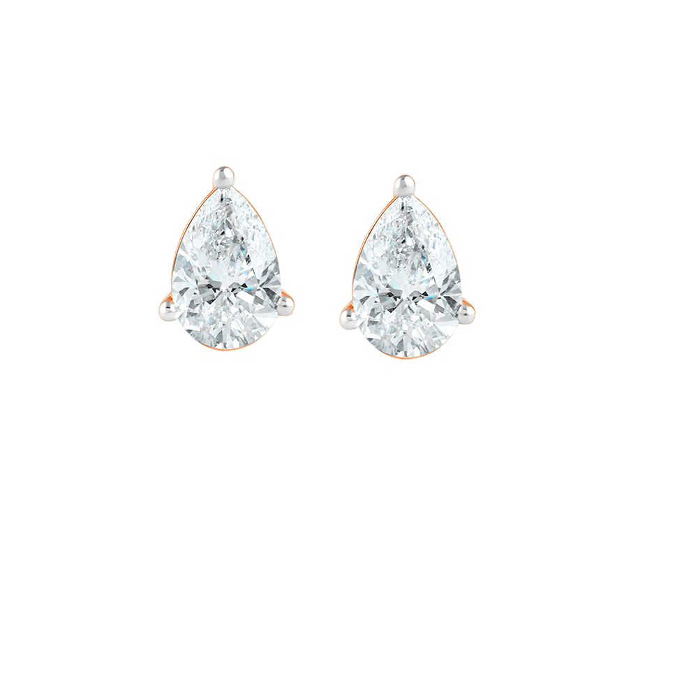 3 Carat Pear Cut Solitaire Stud Earrings
