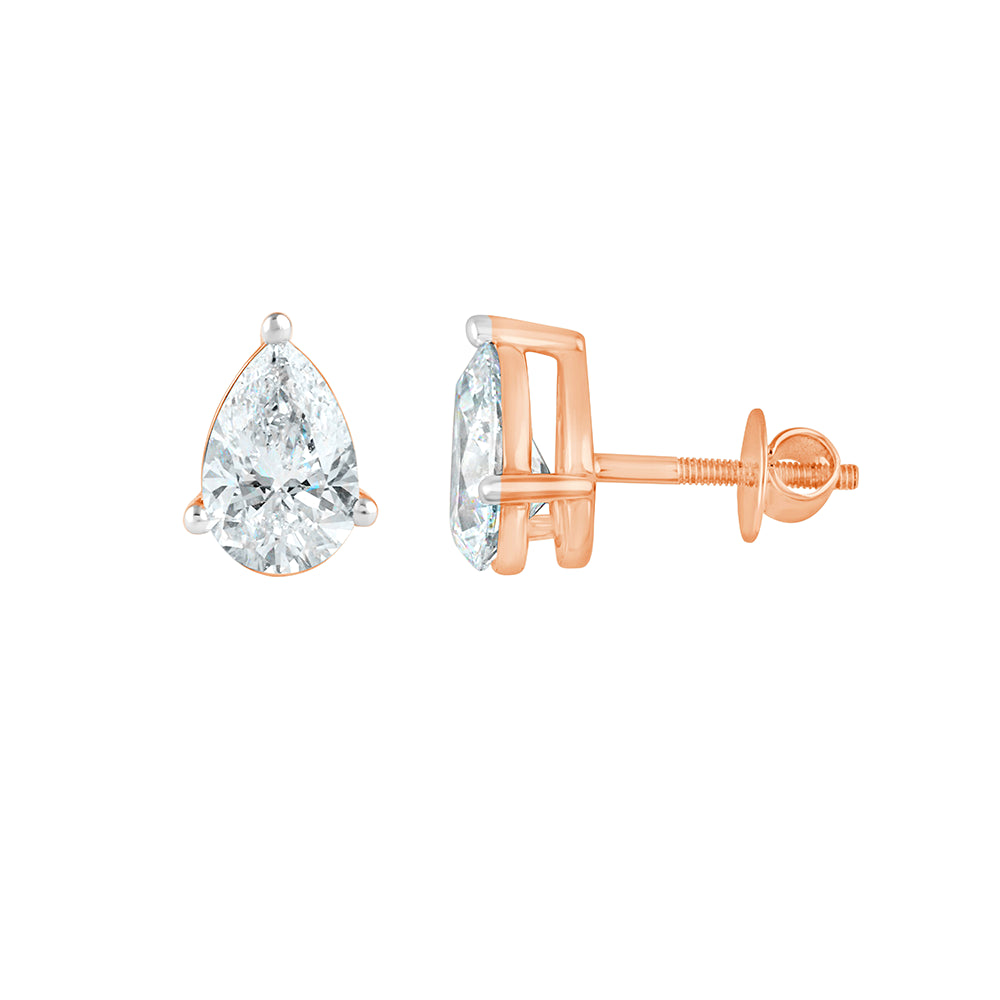 3 Carat Pear Cut Solitaire Stud Earrings