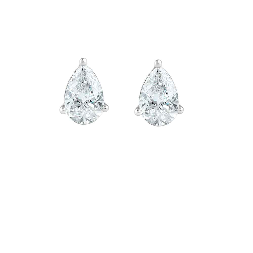 3 Carat Pear Cut Solitaire Stud Earrings