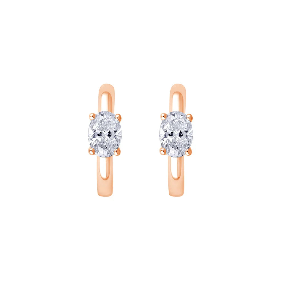 Oval Cut Huggie Earrings