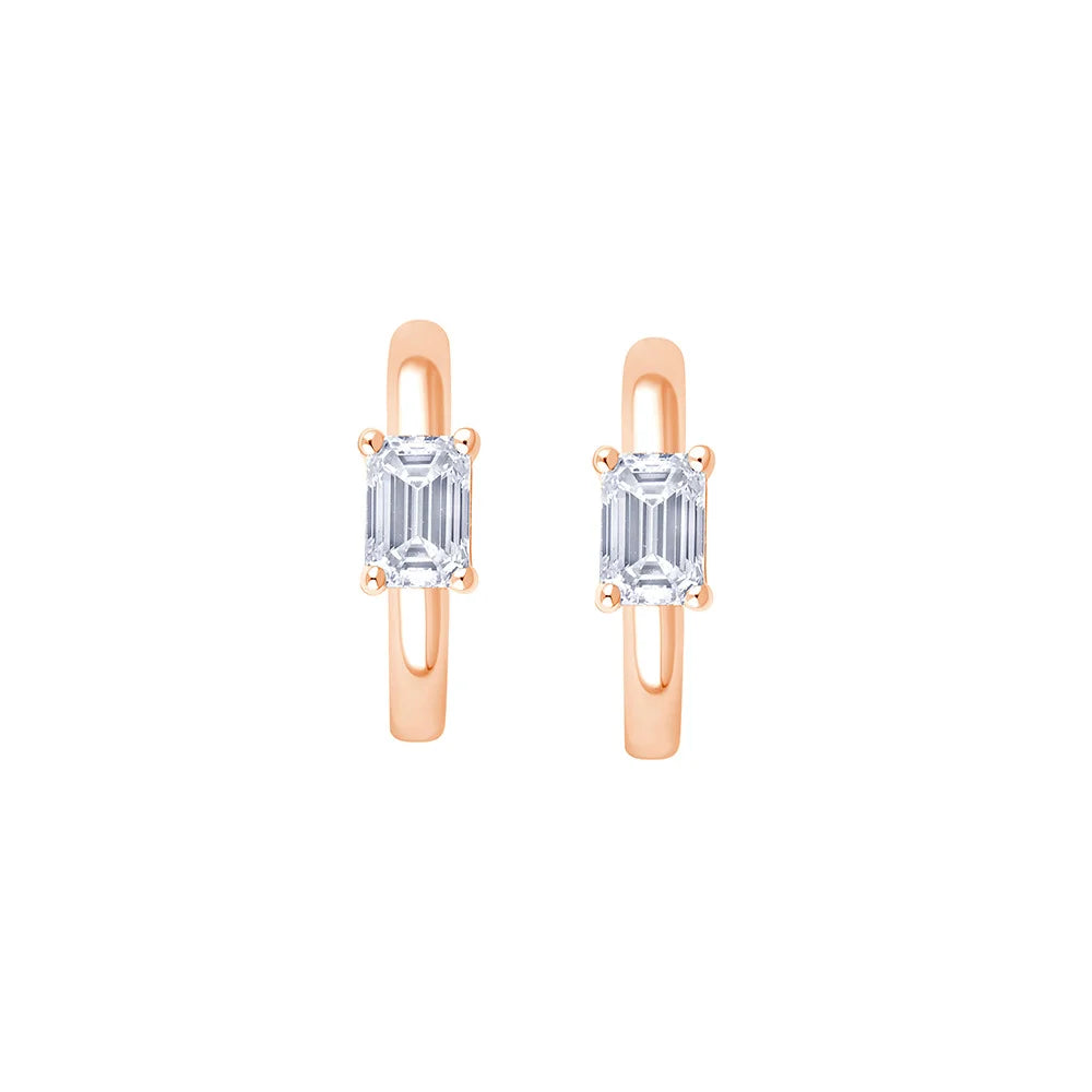 Emerald Cut Huggie Earrings