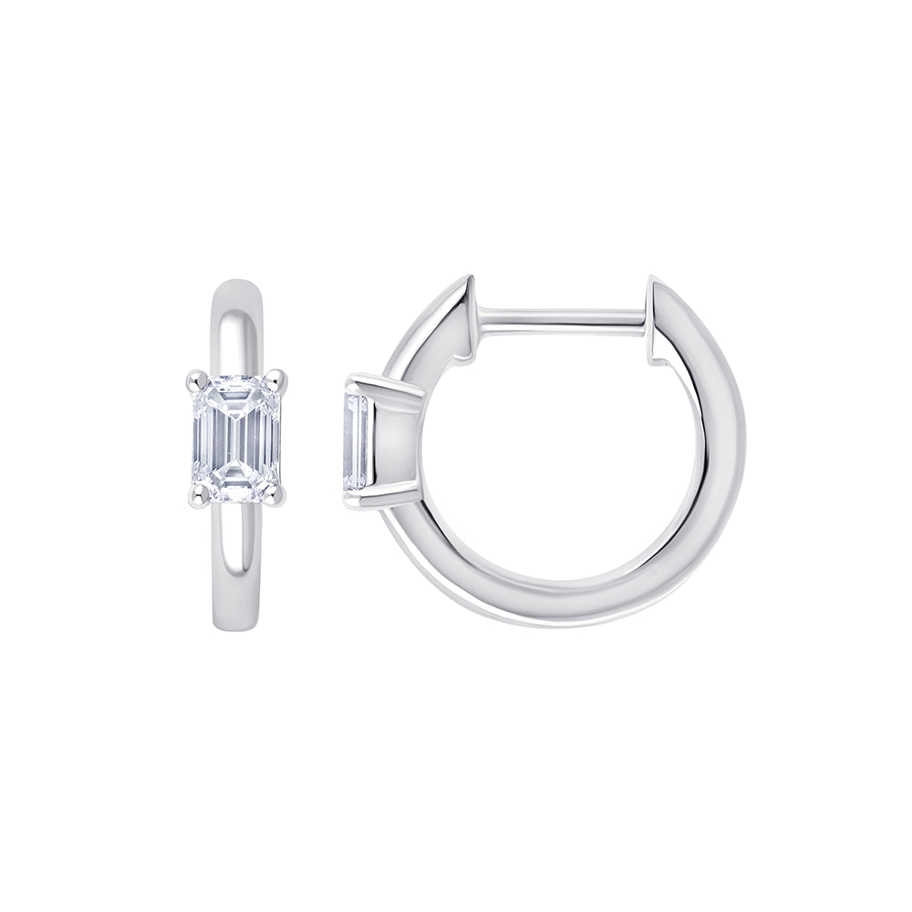 Emerald Cut Huggie Earrings