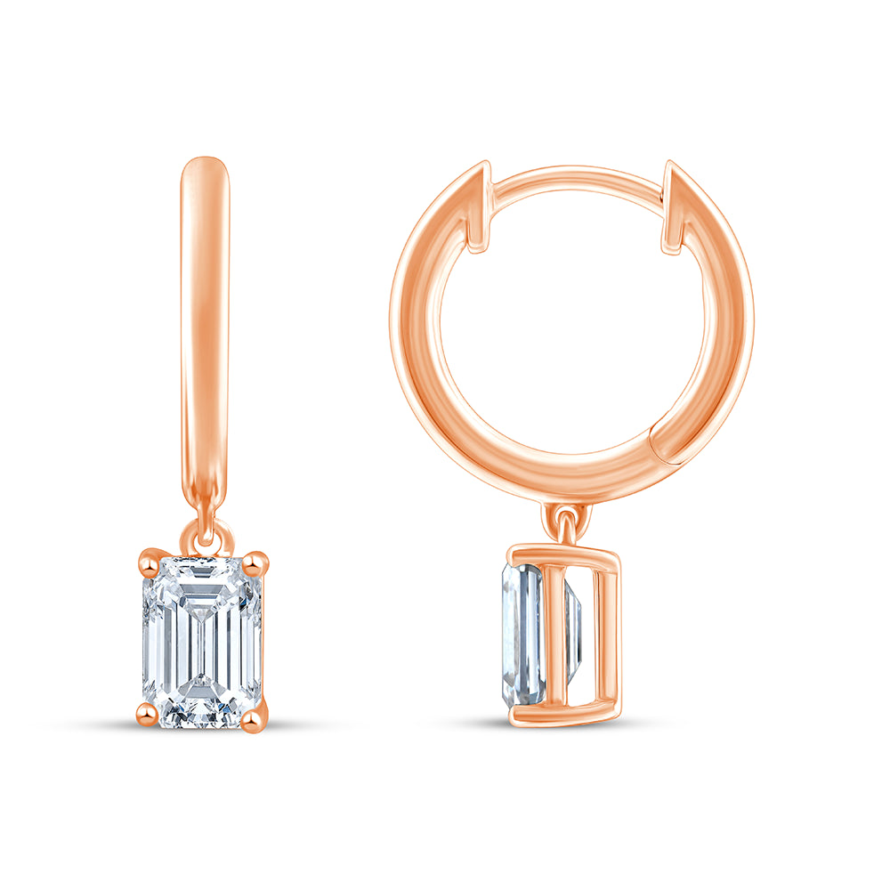Emerald Cut Mini Dangler Earrings