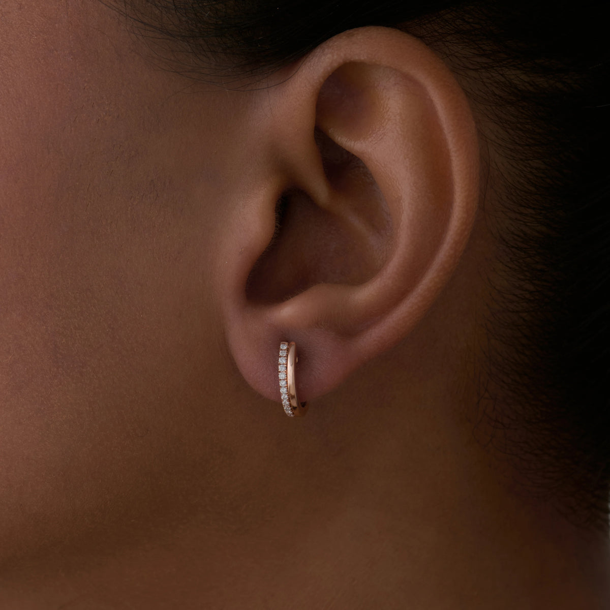 Brilliant Cut Diamond Line Huggie Earrings