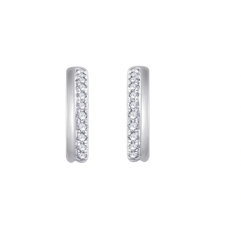 Brilliant Cut Diamond Line Huggie Earrings