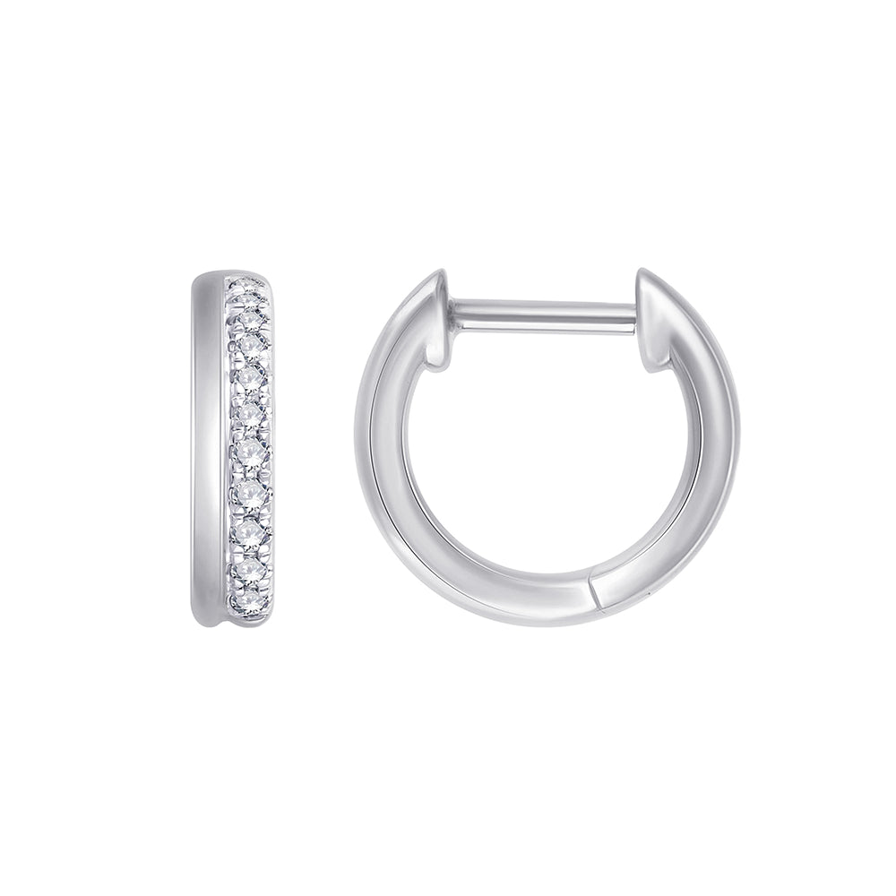 Brilliant Cut Diamond Line Huggie Earrings