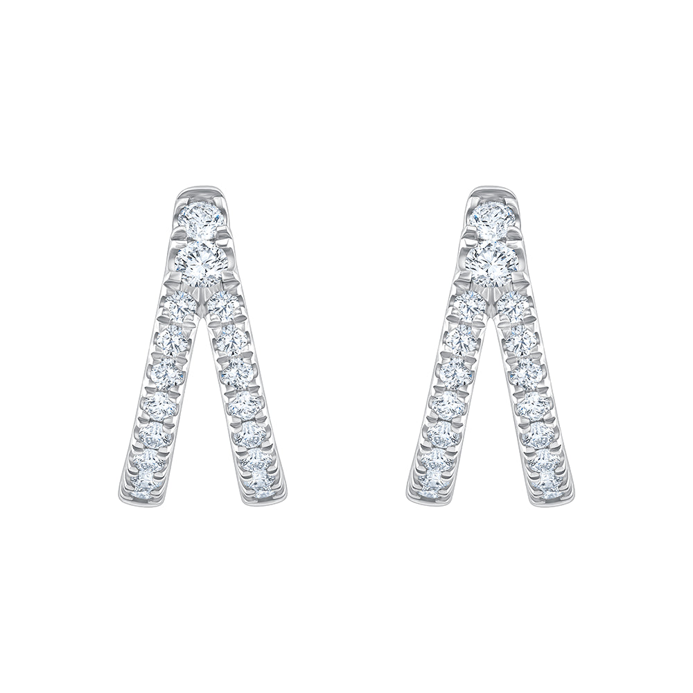 Brilliant Cut Split Line Huggie Earrings