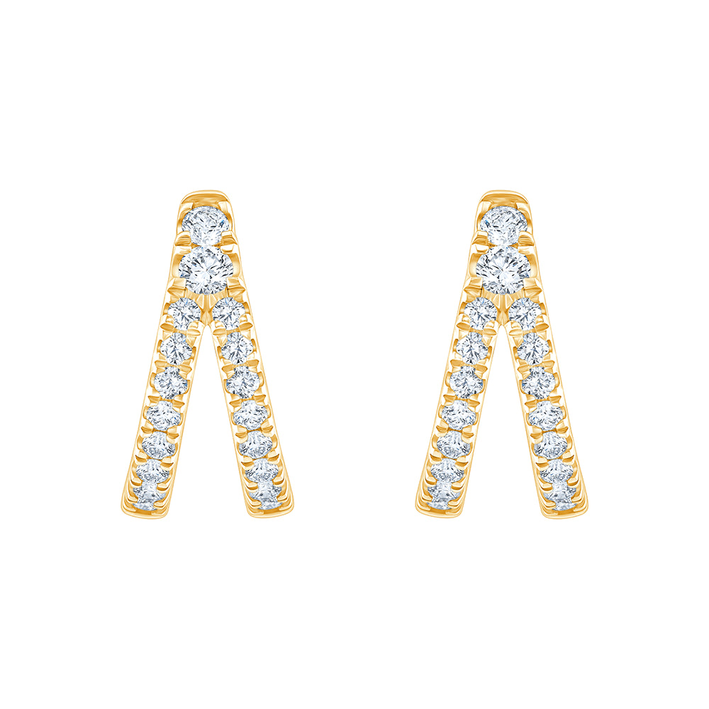 Brilliant Cut Split Line Huggie Earrings