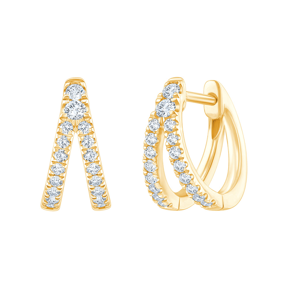 Brilliant Cut Split Line Huggie Earrings