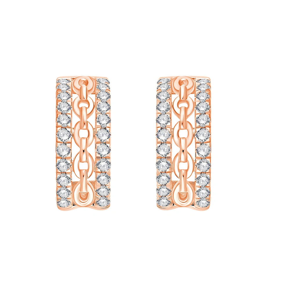 Brilliant Cut Chain Link Huggie Earrings