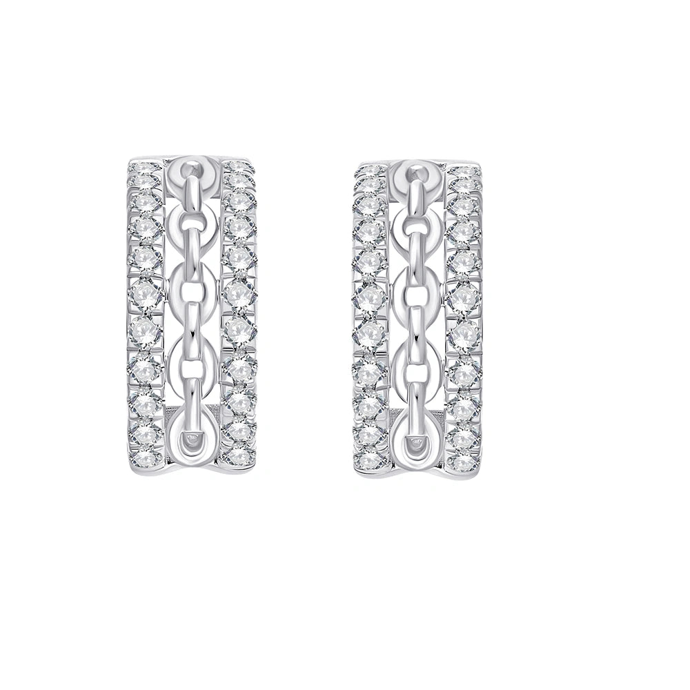 Brilliant Cut Chain Link Huggie Earrings