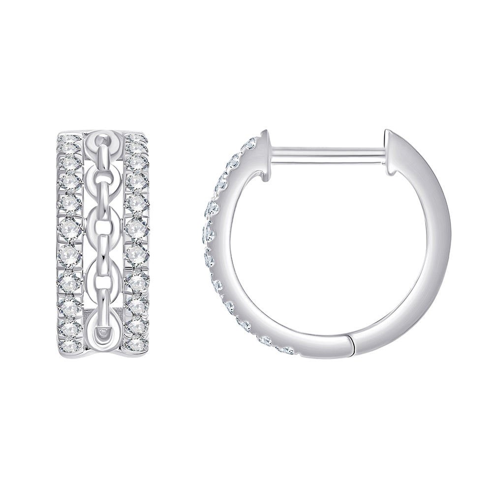 Brilliant Cut Chain Link Huggie Earrings