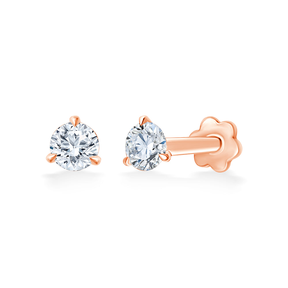Brilliant Cut Solitaire Flatback Stud Earrings