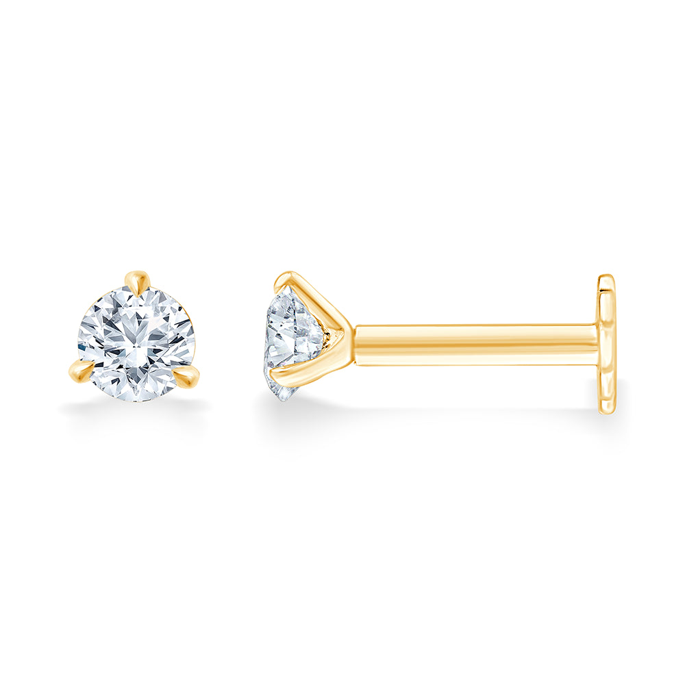 Brilliant Cut Solitaire Flatback Stud Earrings