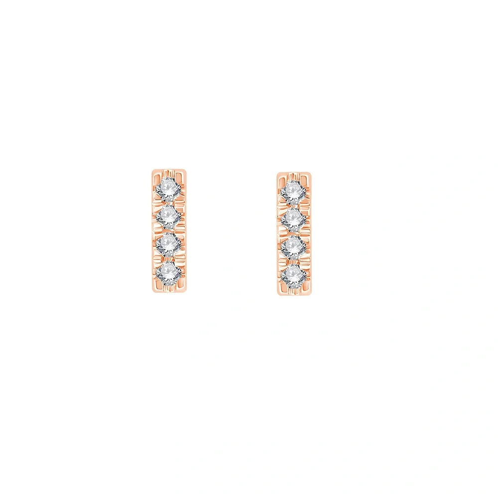 Brilliant Cut Diamond Bar Stud Earrings