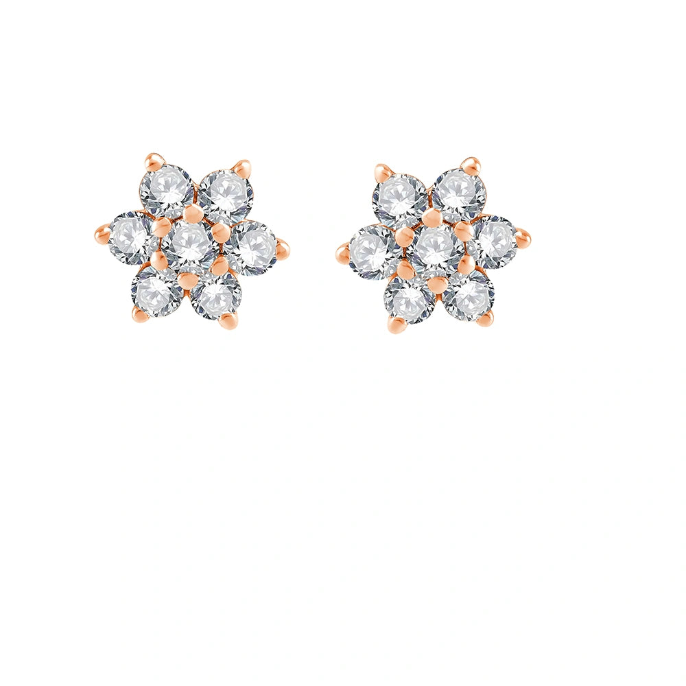 Brilliant Cut Floral Stud Earrings