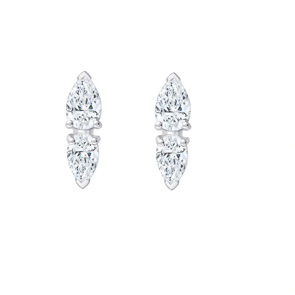 Pear Cut Double Stone Stud Earrings