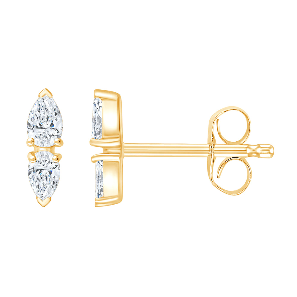 Pear Cut Double Stone Stud Earrings