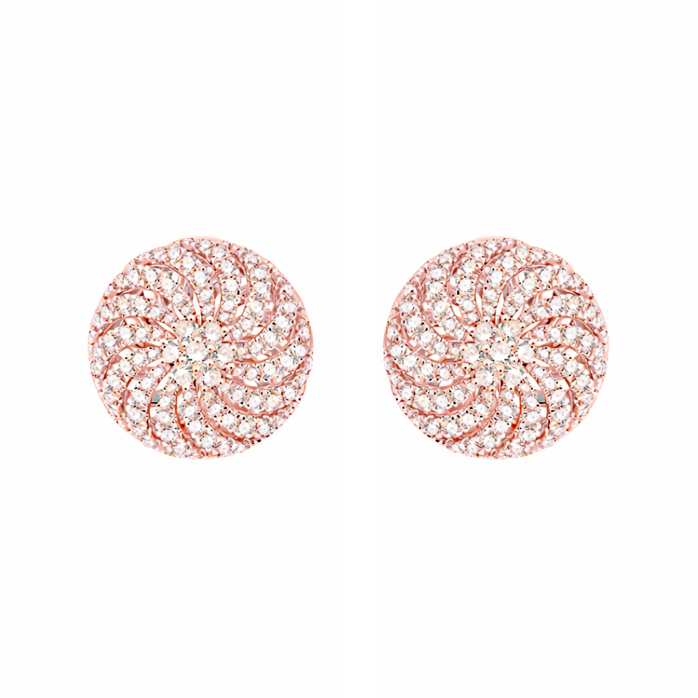 Brilliant Cut Swirl Disc Stud Earrings