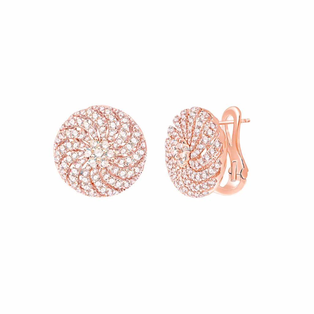 Brilliant Cut Swirl Disc Stud Earrings