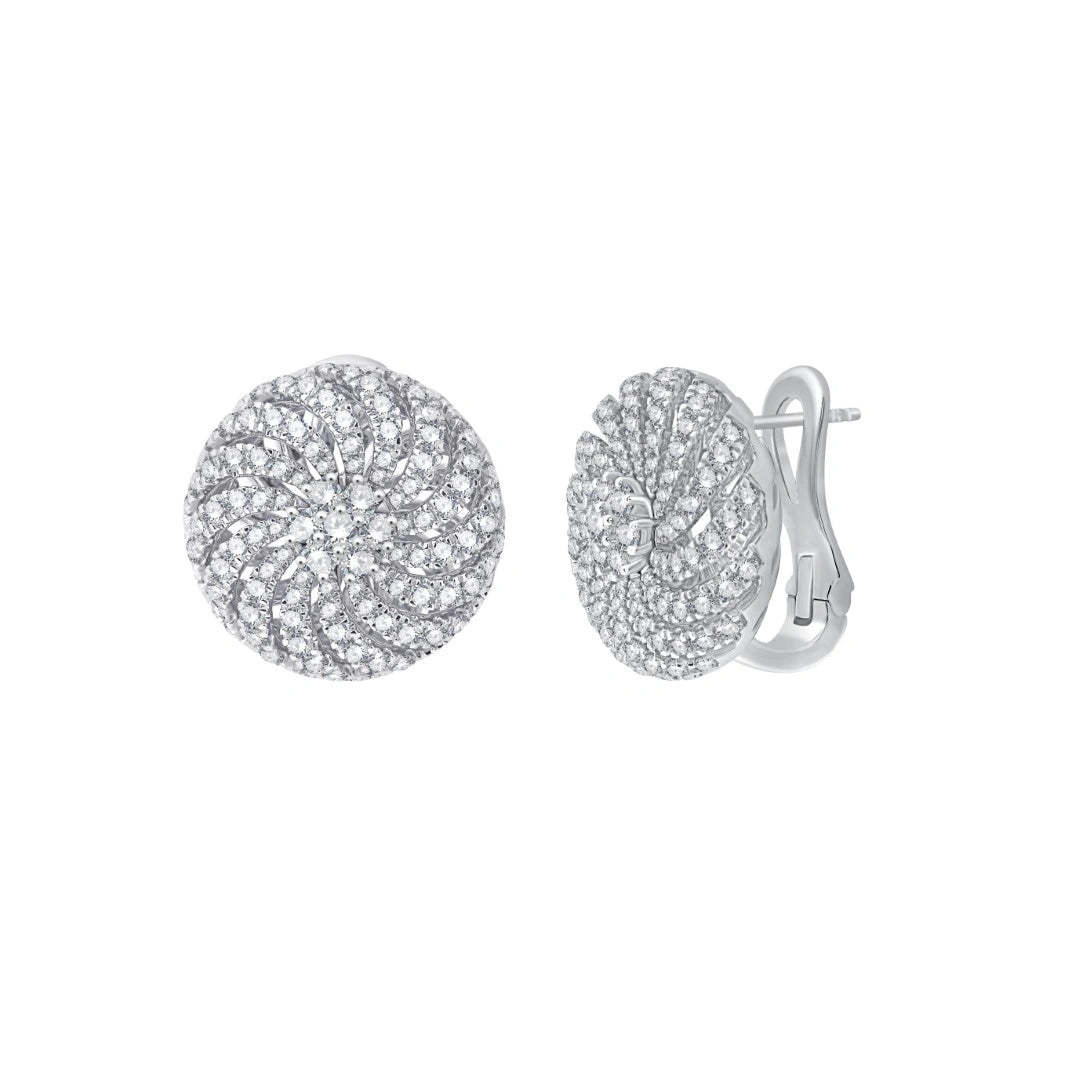 Brilliant Cut Swirl Disc Stud Earrings