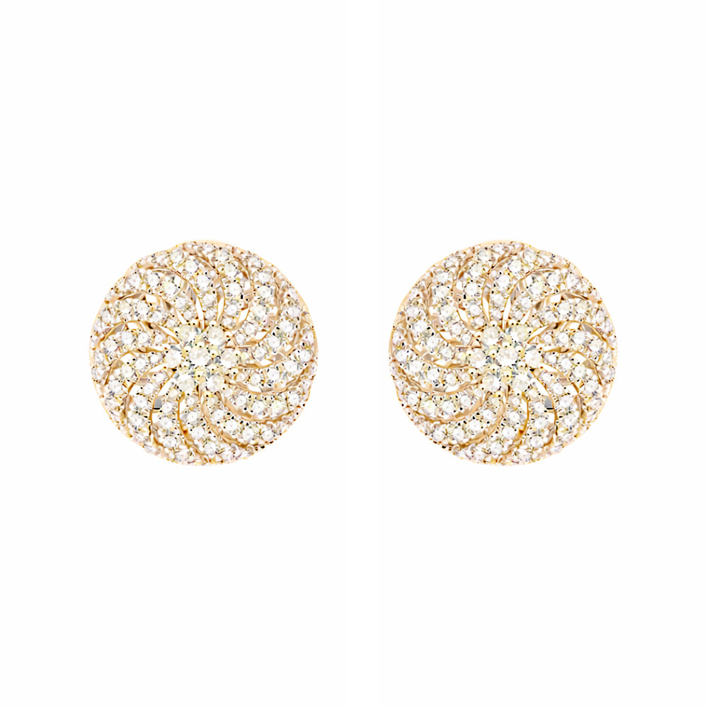 Brilliant Cut Swirl Disc Stud Earrings