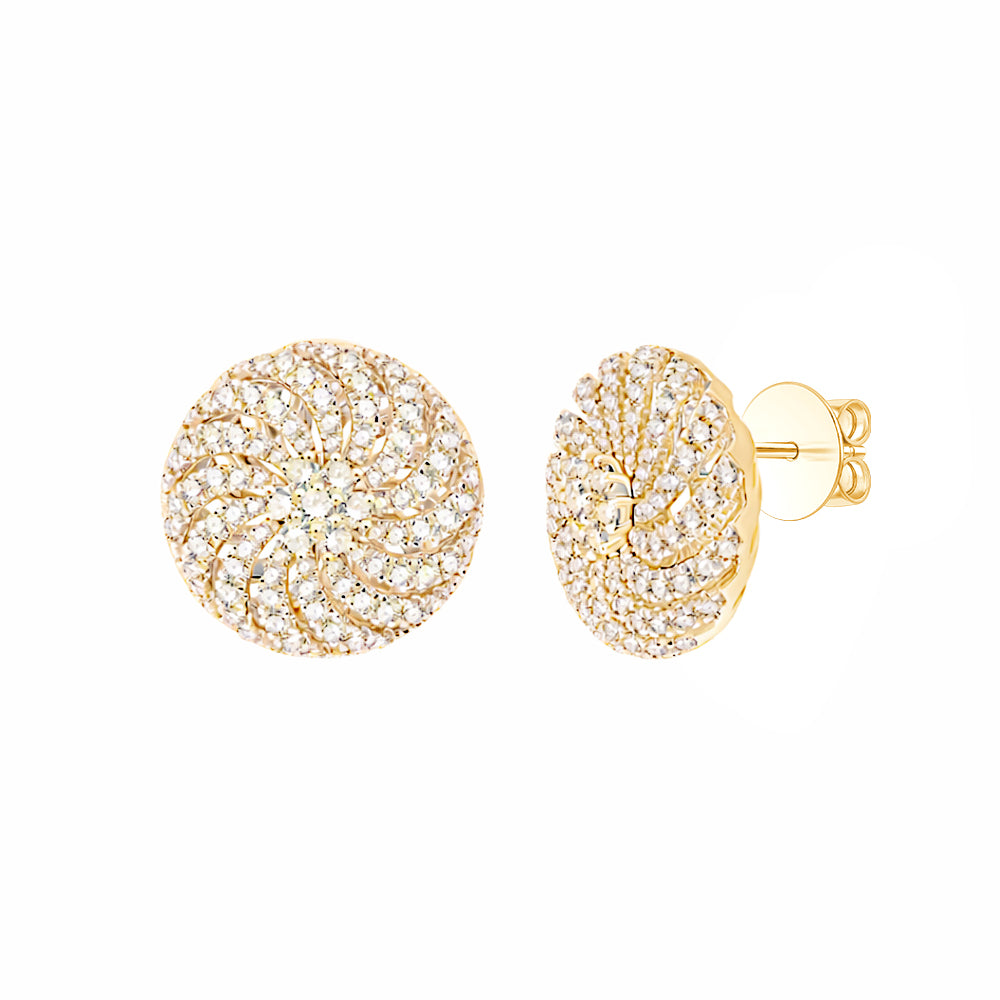Brilliant Cut Swirl Disc Stud Earrings