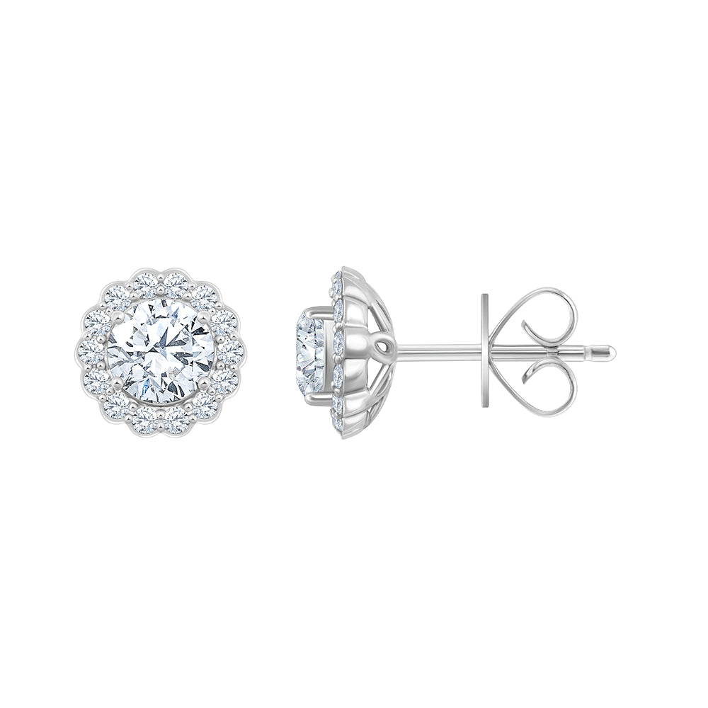 Brilliant Cut Halo Stud Earrings