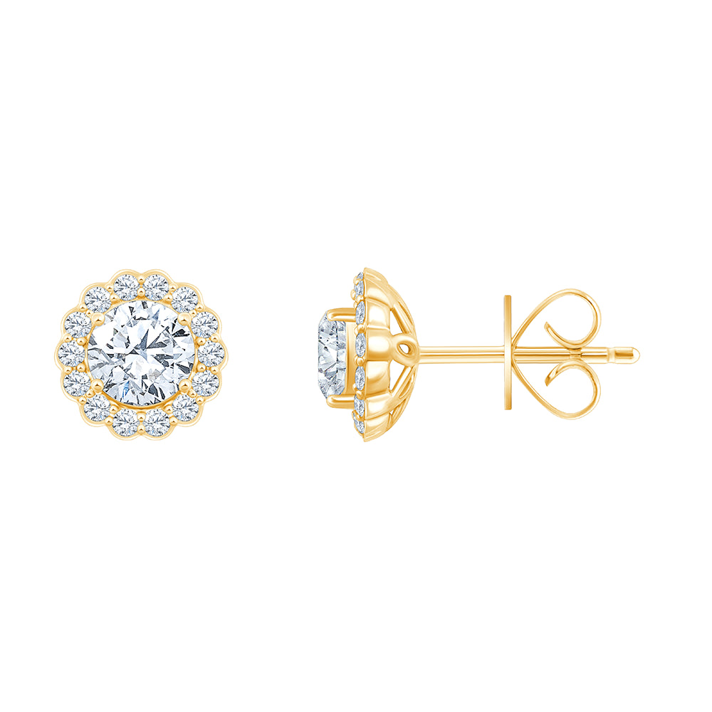 Brilliant Cut Halo Stud Earrings